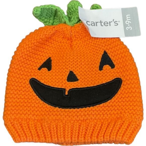 Carter's Baby Pumpkin Face Hat 3-9 Months - Picture 1 of 4